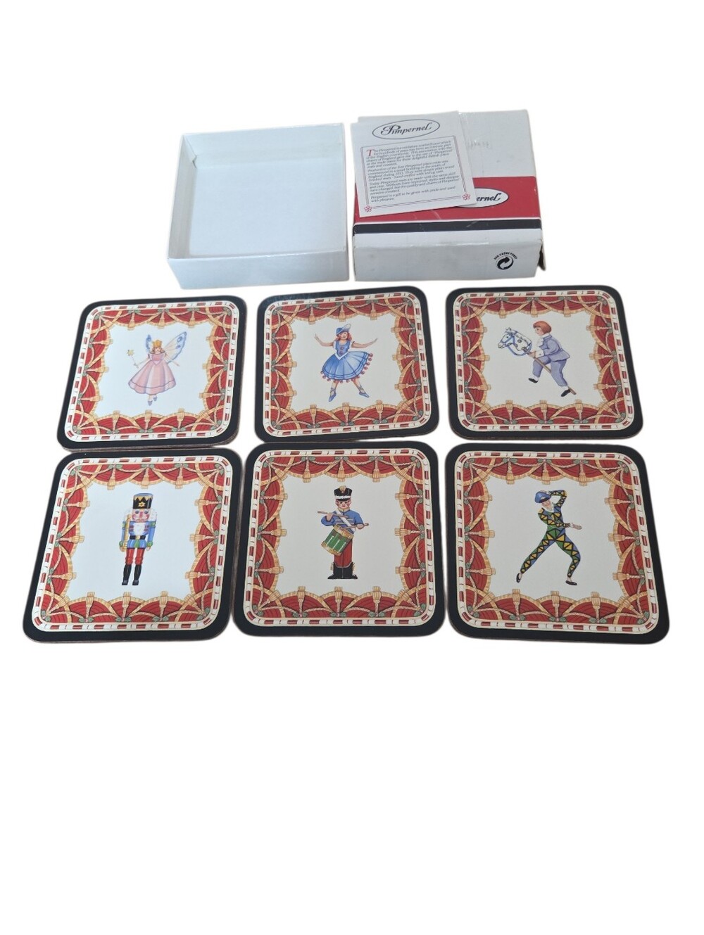 Vintage Pimpernel "Nutcracker" theme cork-backed coasters made in England
